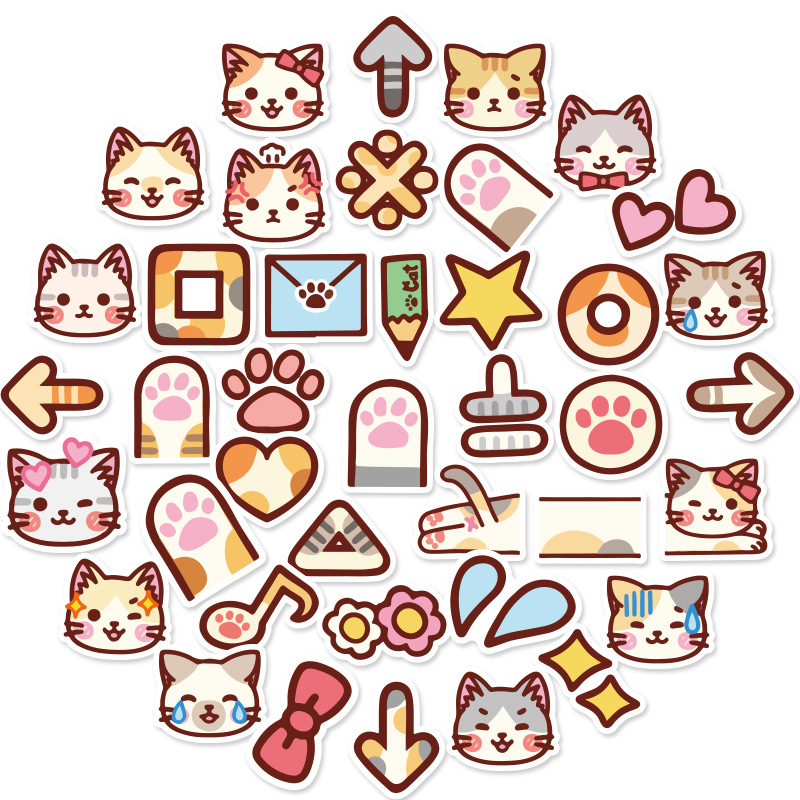 可爱小猫咪手账贴纸包卡通表情贴文具手机笔记本迷你防水装饰贴画