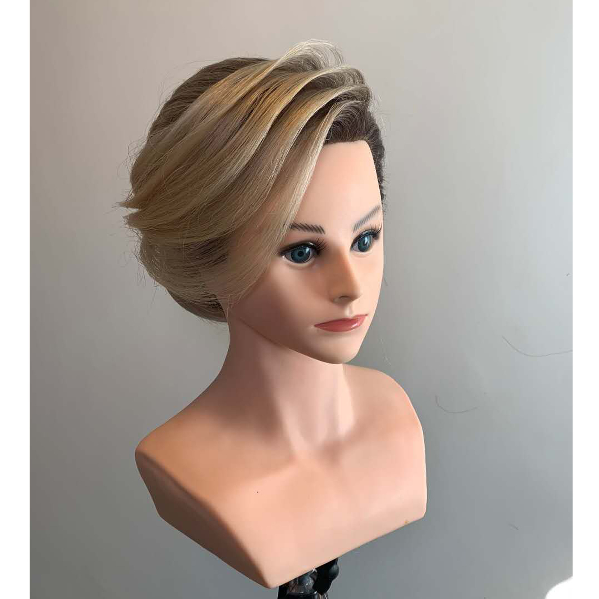 全真发教习头渐变色带肩膀模特头半身头模烫卷漂染造型精剪假人头