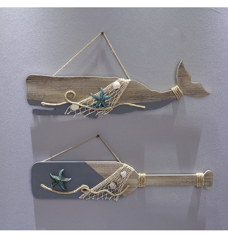 地中海鱼骨挂牌挂件海马鲸鱼挂饰海洋风海豚咖啡厅酒吧墙壁装饰