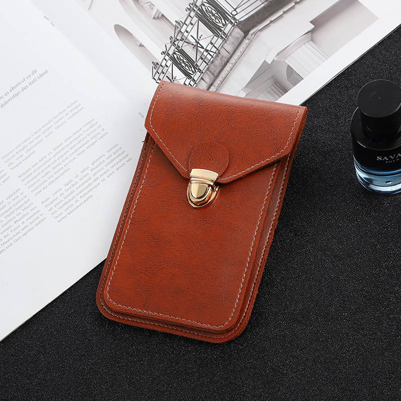 New PU Leather Men's Belt Bag Outdoor Portable Buckle Mobile Phone Bag Vertical Mini Waterproof Coin Purse Stall Supply