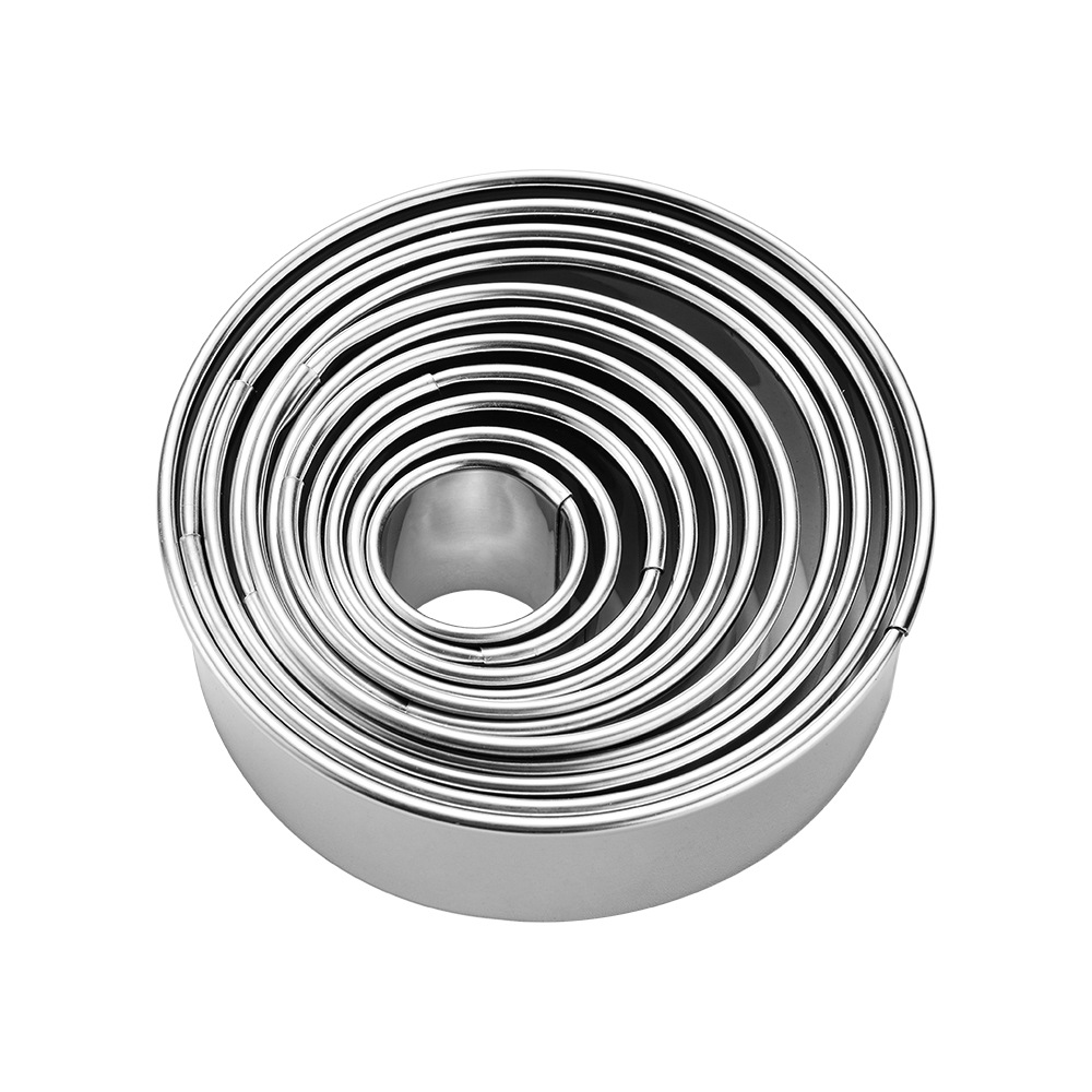 Household round Mousse Ring 11-Piece Stainless Steel Cookie Cutter Cake Mold Dumpling Wrapper Cutter in Stock