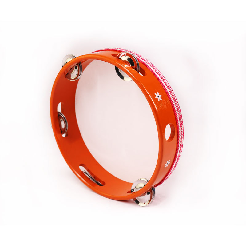 8寸橙色仿羊皮铃鼓木质鼓圈儿童手拍鼓36岁玩具fth85c一件代发