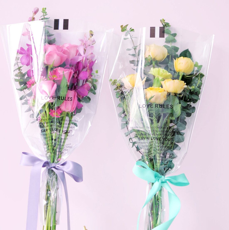批发鲜花包装袋爱情守则迷你花束袋三角袋多支玫瑰花套袋花店包材