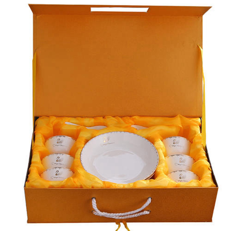 厂家陶瓷餐具礼盒定制 手绘瓷器米饭碗套装包装盒 结婚馈赠礼品盒