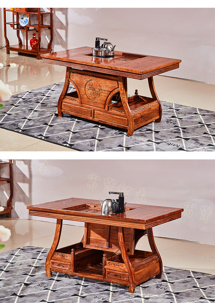 红木家具刺猬紫檀小元宝茶台家用全实木小型新中式喝茶多用厂直销