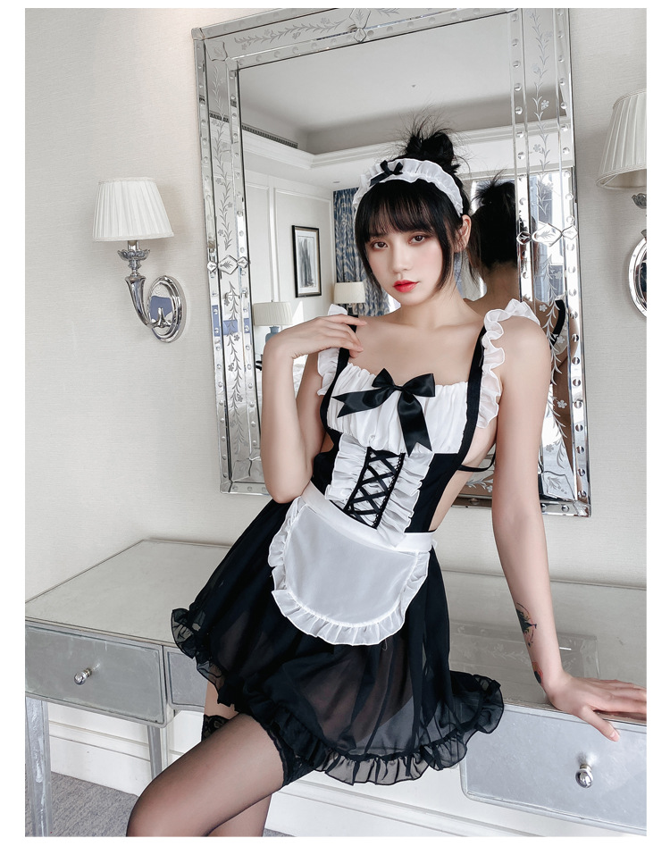 情趣爱心女仆围裙女佣系带性感女佣套装 游戏制服情趣内衣cosplay