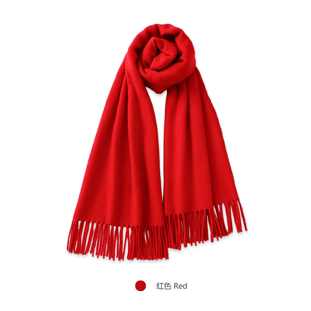 2022 New Knitted Wool Solid Color Scarf for Women Autumn and Winter Imitation Cashmere Korean Annual Meeting Scarf Wholesale Spot