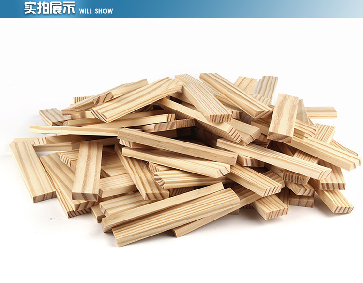 原木色100片200片层层叠搭建积木条长方形长条百变叠叠高叠叠乐
