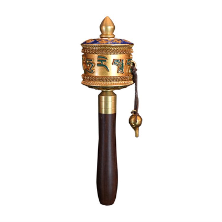 纯铜八宝吉祥小手摇转经轮密宗修行佛具用品迷你绿度母莲花转经筒