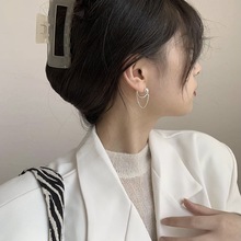 S925银耳环女简约打结耳圈个性冷淡风链条耳扣