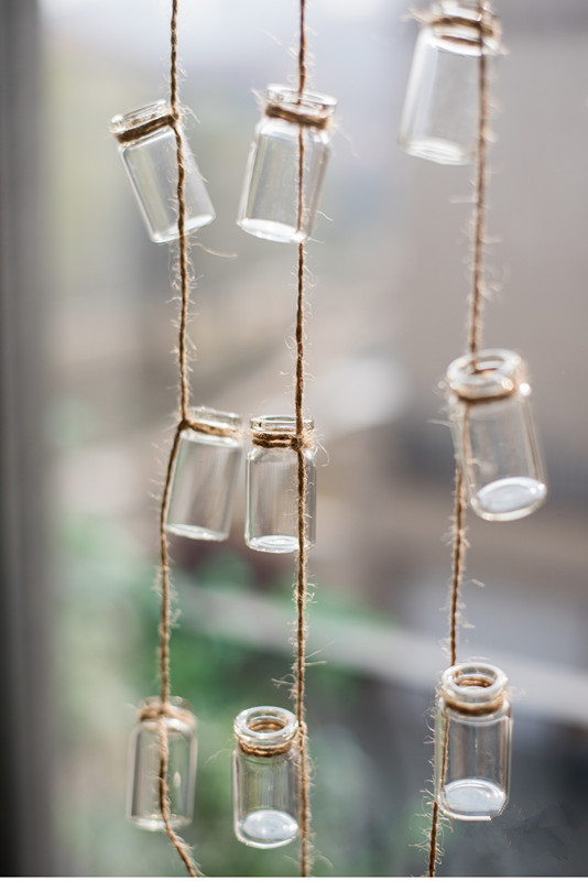 玻璃瓶串花器绿植风铃森系北欧许愿瓶装饰挂件吊饰门帘水培植物瓶