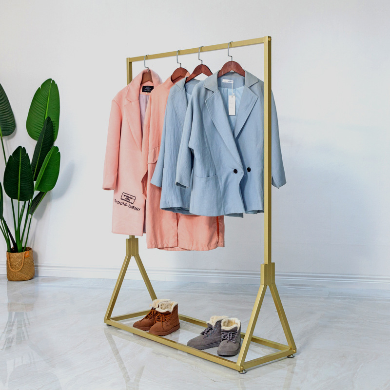厂家直销服装店展示架金色女装货架童装展示架落地铁艺挂衣架批发
