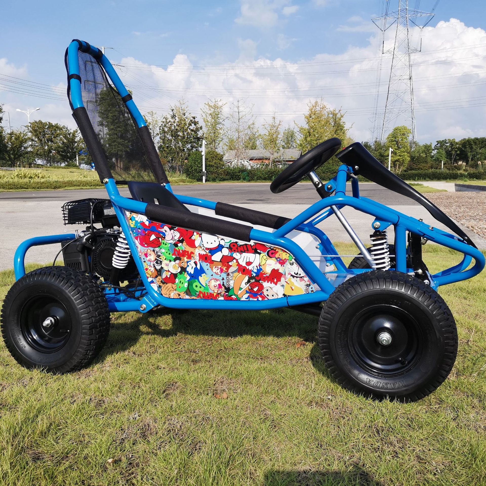 包邮98cc四轮钢管方向盘汽油电动沙滩越野儿童场地卡丁车公园出租