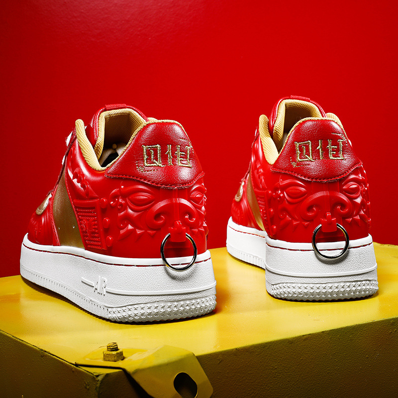 秋冬季新年国潮山海经狴犴舞狮国风2020厚底增高板鞋运动鞋男鞋子