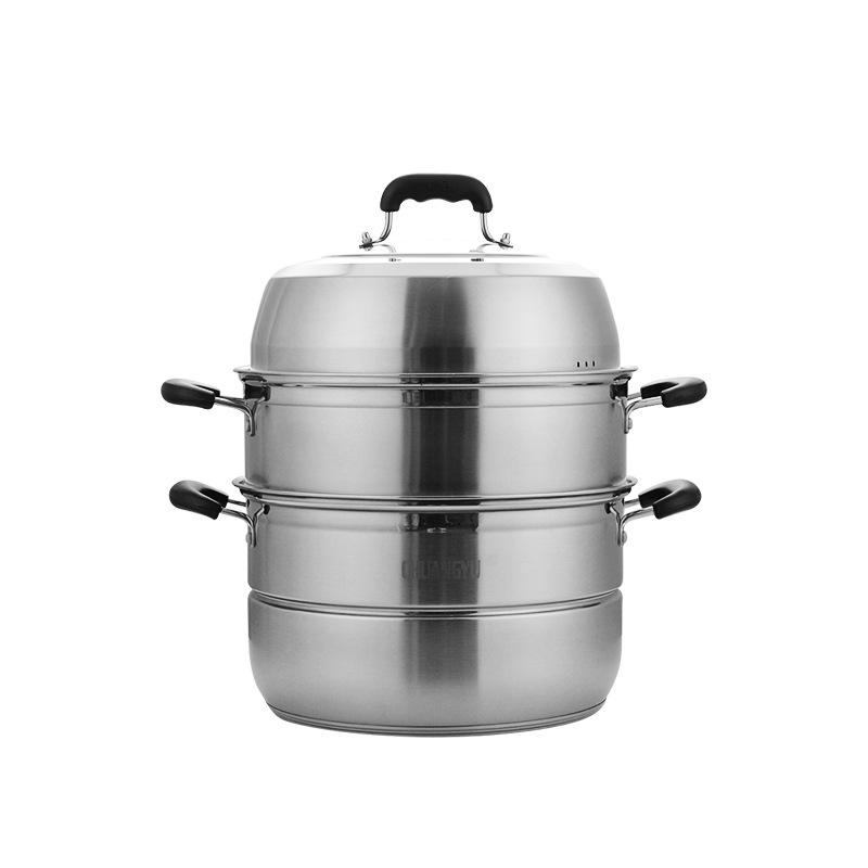 创宇思诺不锈钢蒸锅带三层蒸片加厚蒸汤锅大小号蒸笼厂家直销