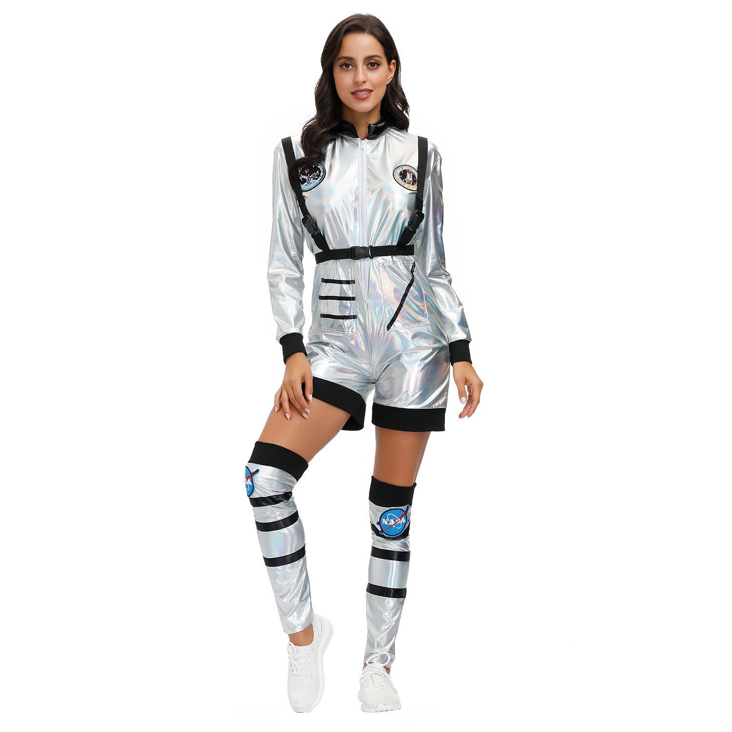 新款银色连体太空宇航员服女装角色扮演舞台街舞太空舞演出服