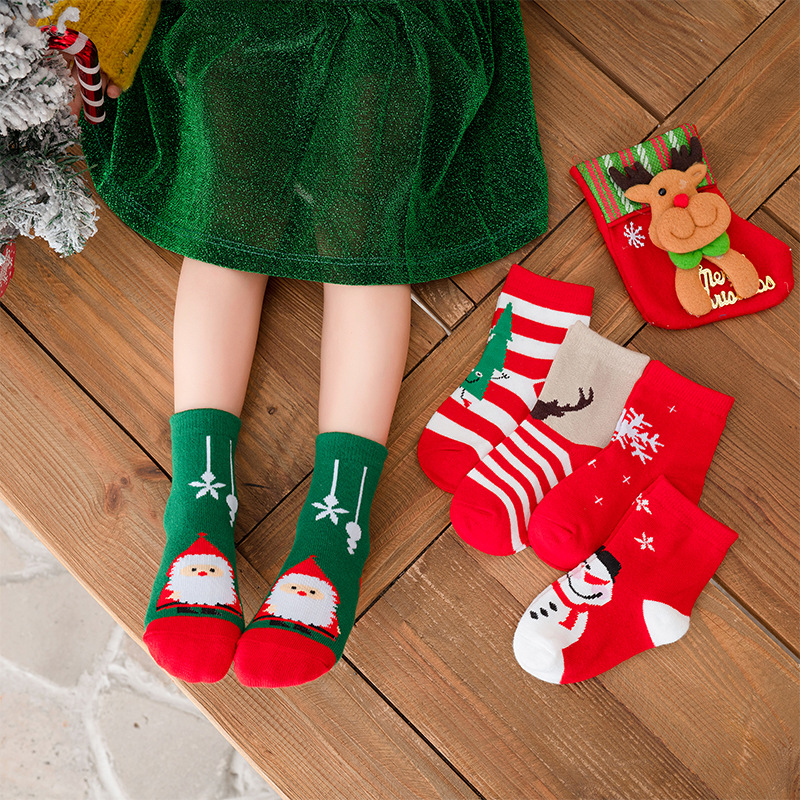 20 autumn and winter new children‘s socks cartoon cute red christmas socks mid-calf socks baby socks factory wholesale