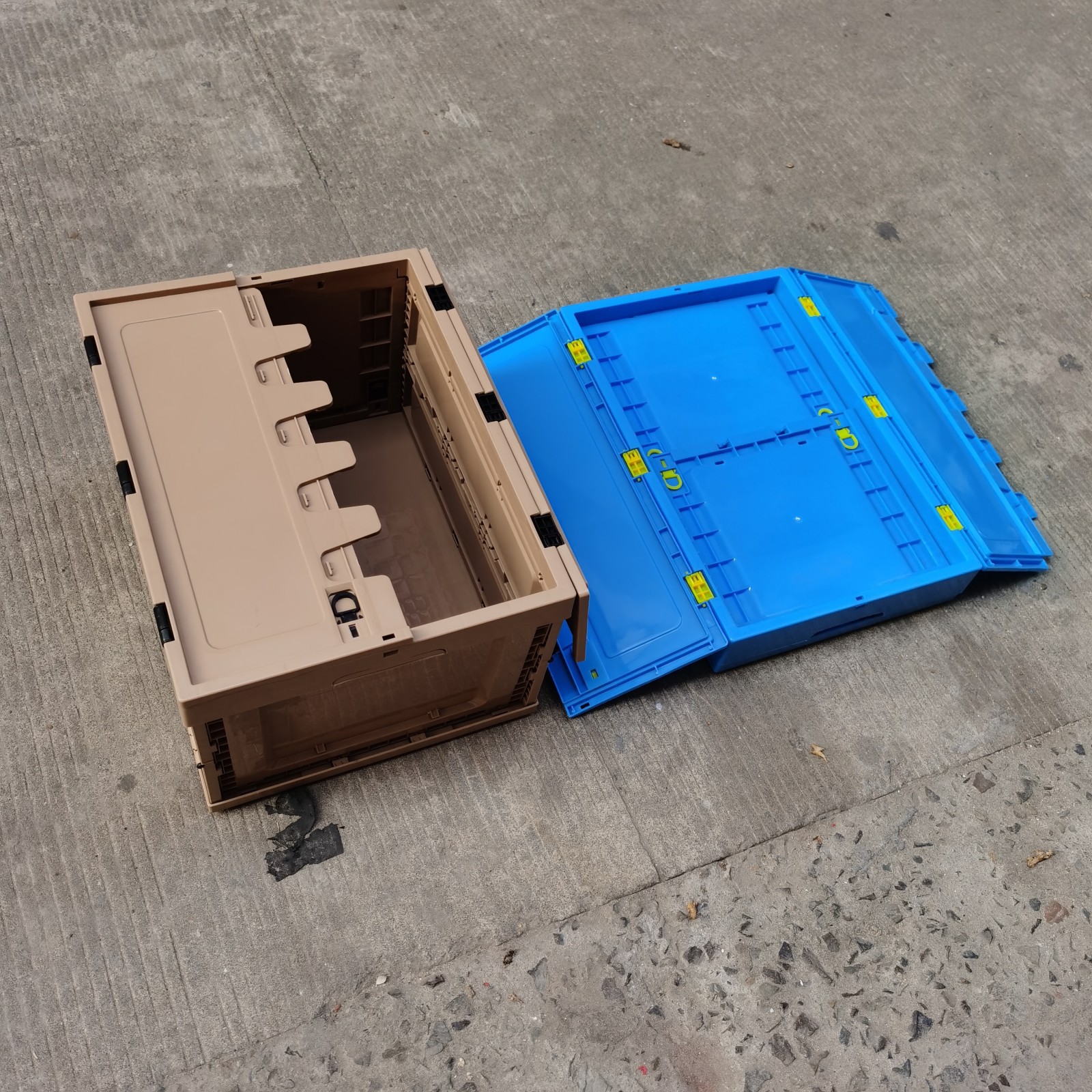 可折叠式物流周转箱 食品空运配送带盖塑胶折叠周转箱530*410*310