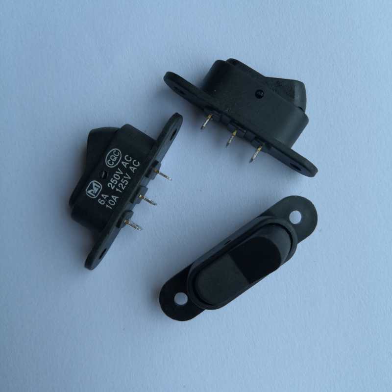 电饭锅开关带耳三脚翘板船型开关黑色老式电饭锅开关电饭锅配件