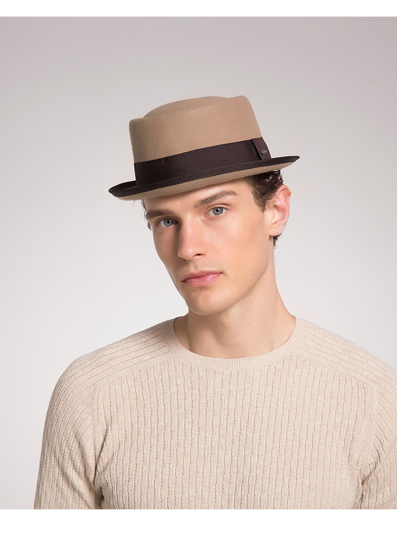 灵珑服饰秋冬欧美英伦男士羊毛爵士帽礼帽 绅士帽定型毛呢毡帽潮