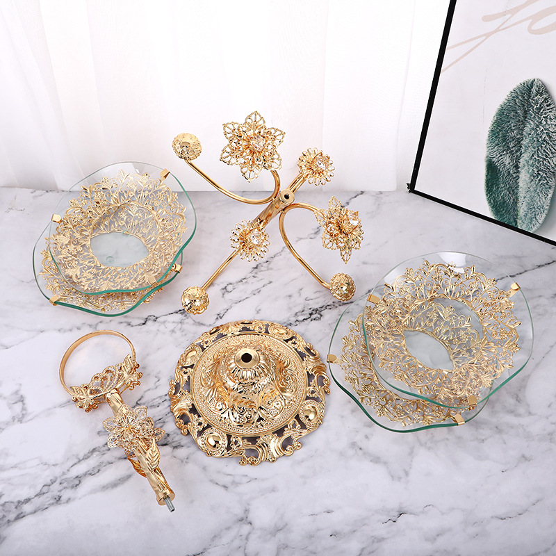 Affordable Luxury Style Creative Home Living Room and Hotel Coffee Table Crystal Fruit Plate Tempered Glass Multi-Layer European Fruit Plate Wholesale