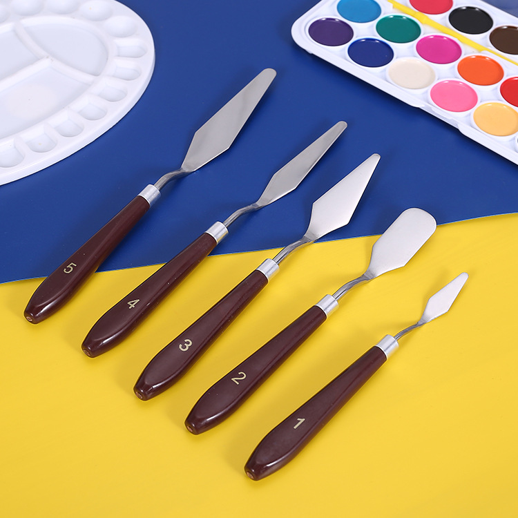 不锈钢水粉颜料调色刀油画刀套装美术绘画工具铲刀颜料刮刀铲刀
