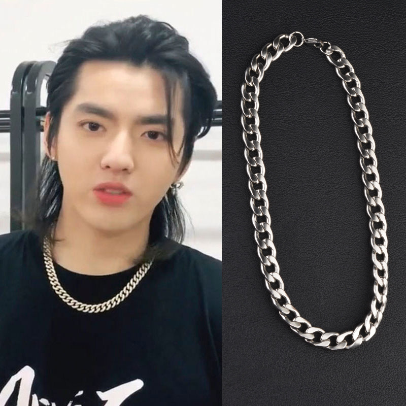 潮流合伙人吴亦凡同款项链欧美街头男女嘻哈古巴链颈链霸气粗项链