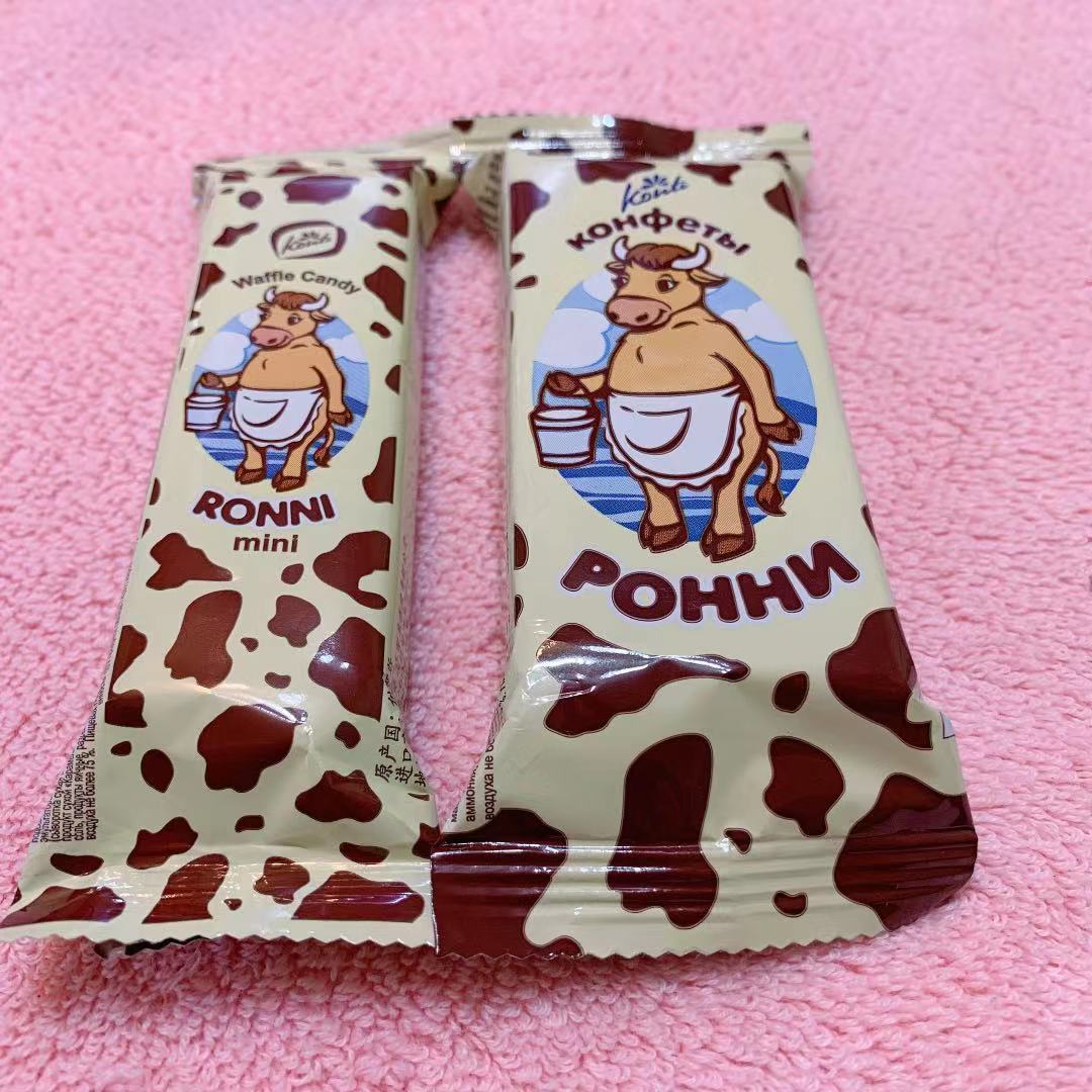 喜饼干俄罗斯进口 konti罗尼大牛巧克力味威化饼干 500g 5斤包邮