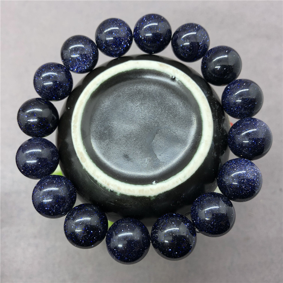 天然蓝砂石圆珠手链批发 6/8/10/12mm手工制作女士手串礼物速卖通