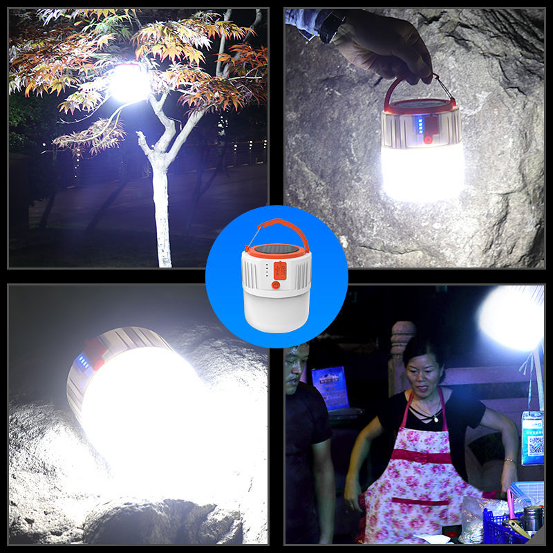 New LED Mobile Night Market Lamp Lamp for Booth Bulb Household Power Outage Emergency Light Solar Charging Bulb