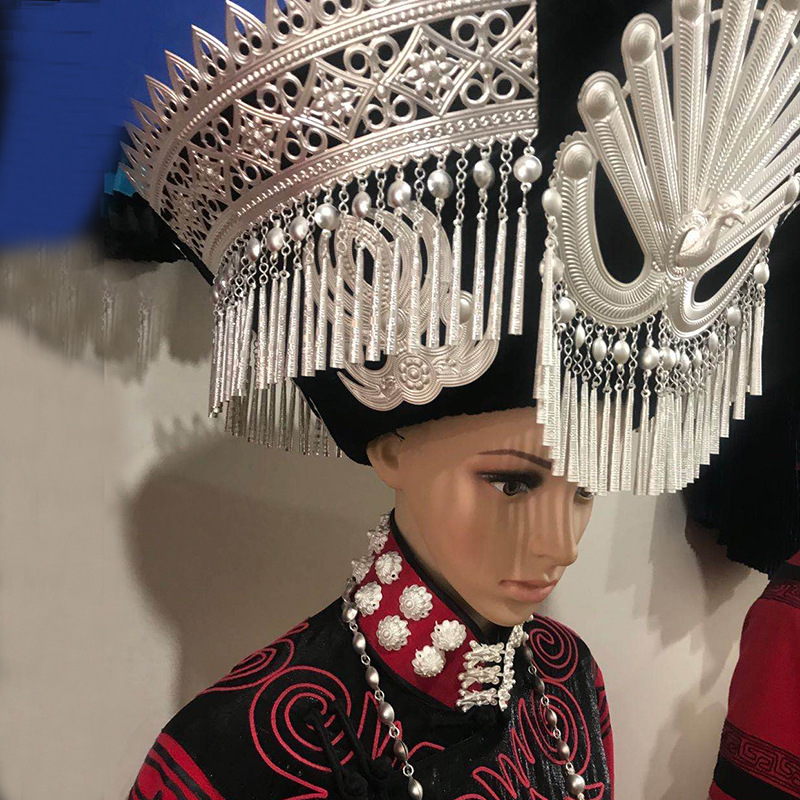 兰蝶民族风彝族风银帽子 彝族帽饰配件摄影婚庆盛装帽子 厂家直销