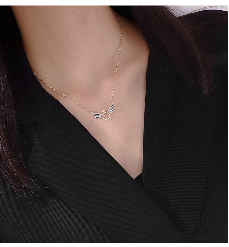 天使翅膀项链女锁骨链ins小众设计感性冷淡风玫瑰金2020新款