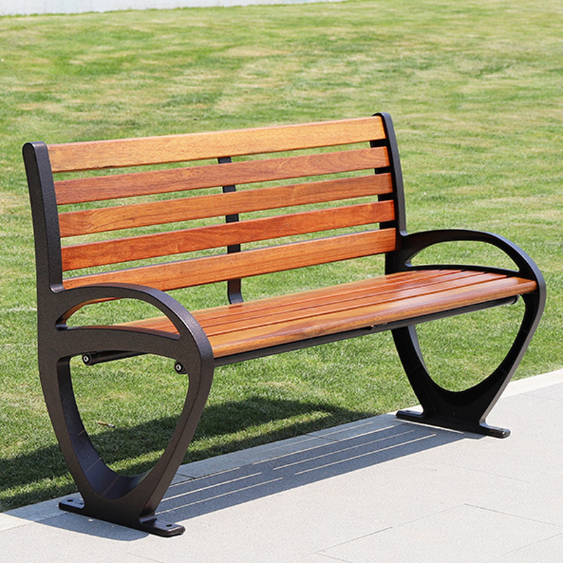 户外家具成品木坐凳庭院不锈钢休闲长椅商场休息实木座椅园林排椅