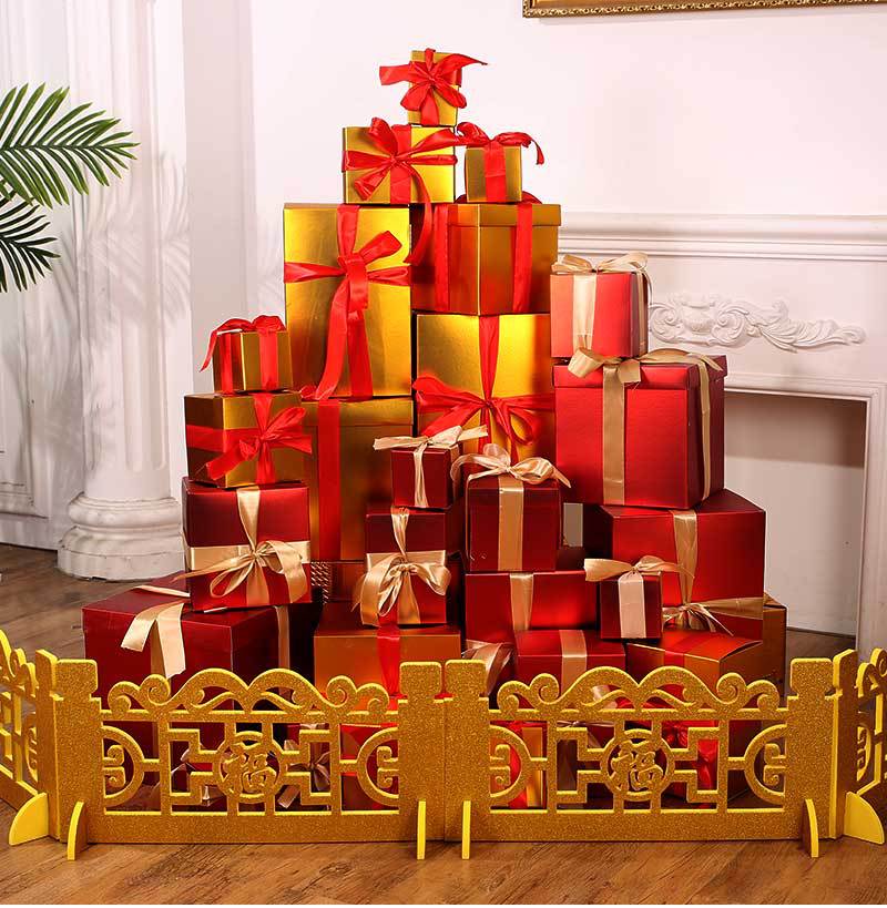 圣诞节礼物盒3件套7件套礼品盒子商场橱窗布置堆头摆件装饰品纸盒