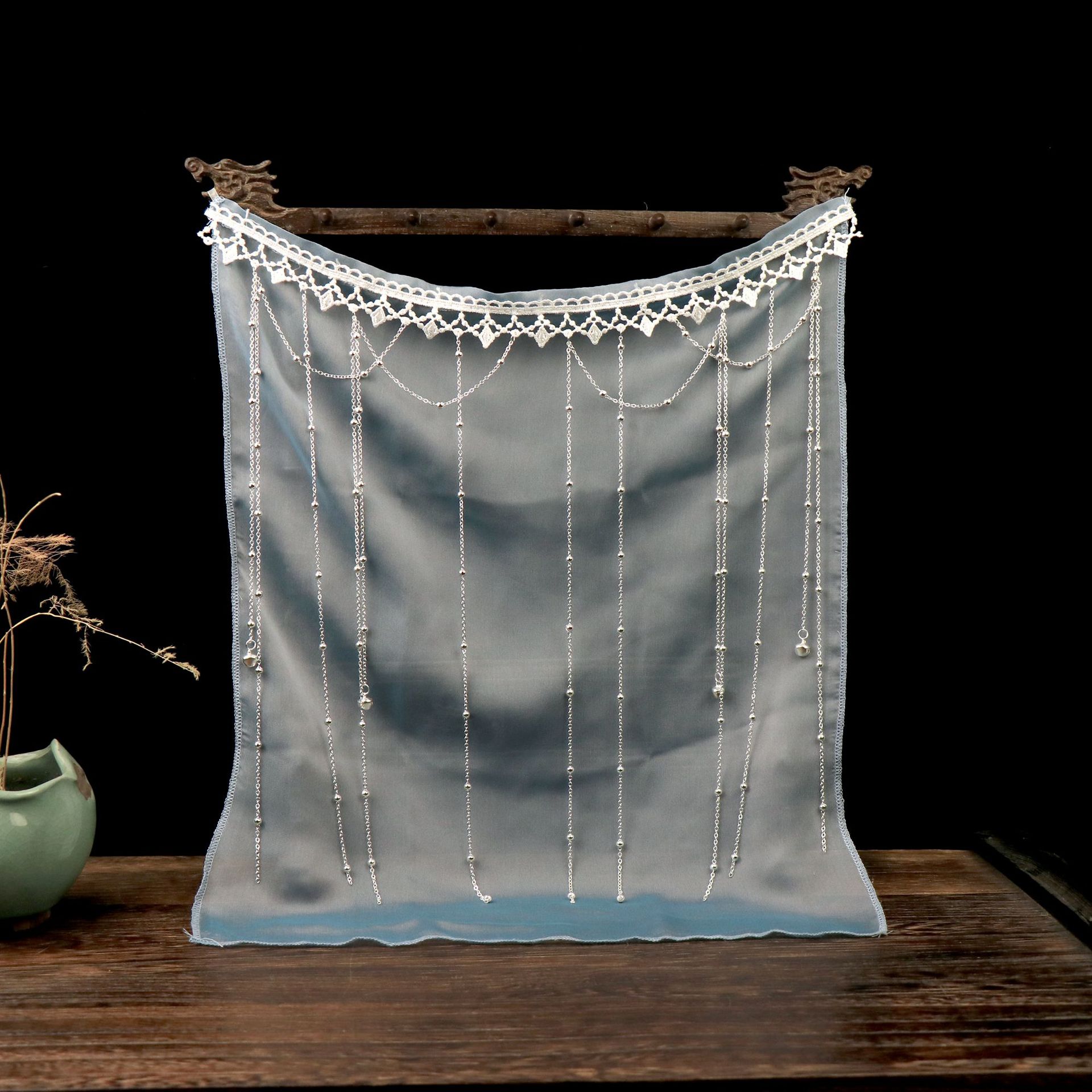 贰玥新品面纱 铃铛面纱女百搭配饰防晒古风蒙面纱巾【珠帘面纱】