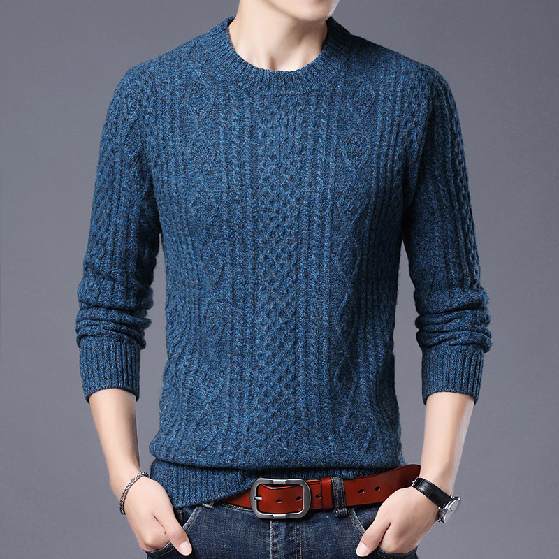 0成交0件一件代发羊毛衫男士秋冬季时尚保暖中年半高领纯色打底毛衣男