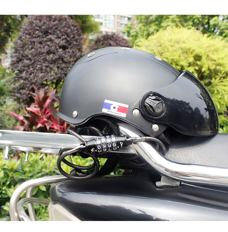 批发钢丝绳锁数字密码锁电动车头盔锁摩托车防盗锁山地自行车锁