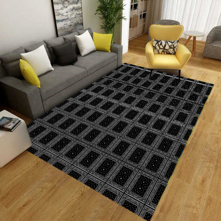 Nordic Plaid Morocco Abstract Carpet Living Room Coffee Table Vintage Mocha Crystal Velvet Carpet Non-Slip Washable
