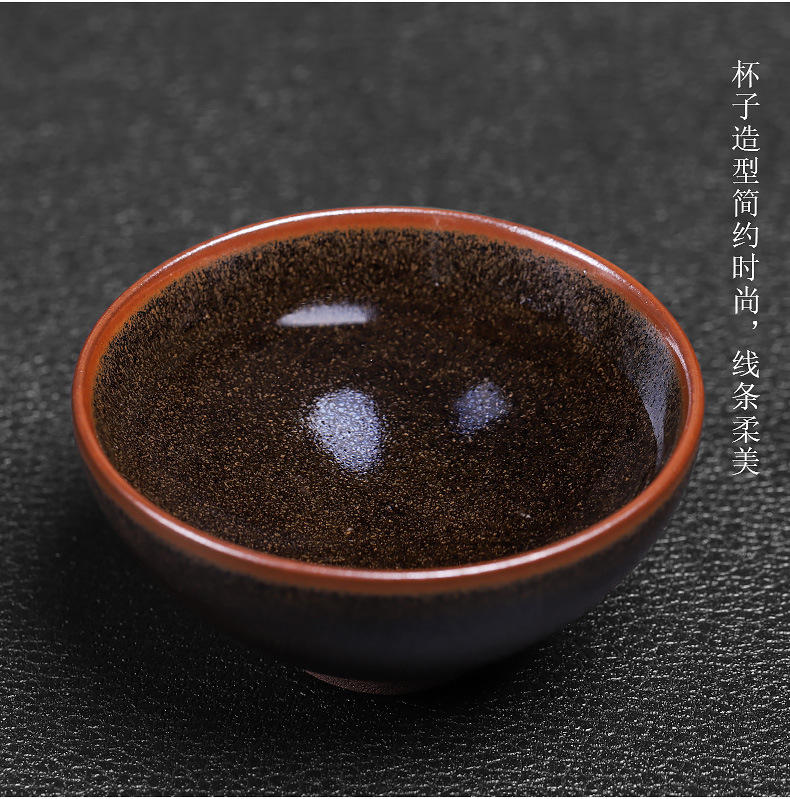批发龙窑柴烧建盏茶杯主人杯单杯家用平口杯盏纯手工建窑茶盏陶瓷