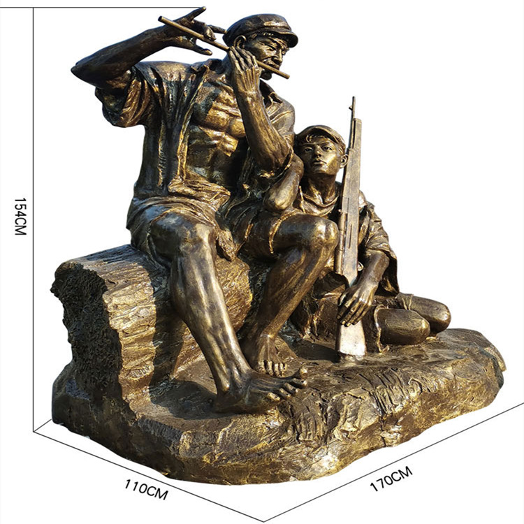 红军八路军抗战题材雕塑玻璃钢仿铜红色文化艰苦岁月英雄雕像摆件