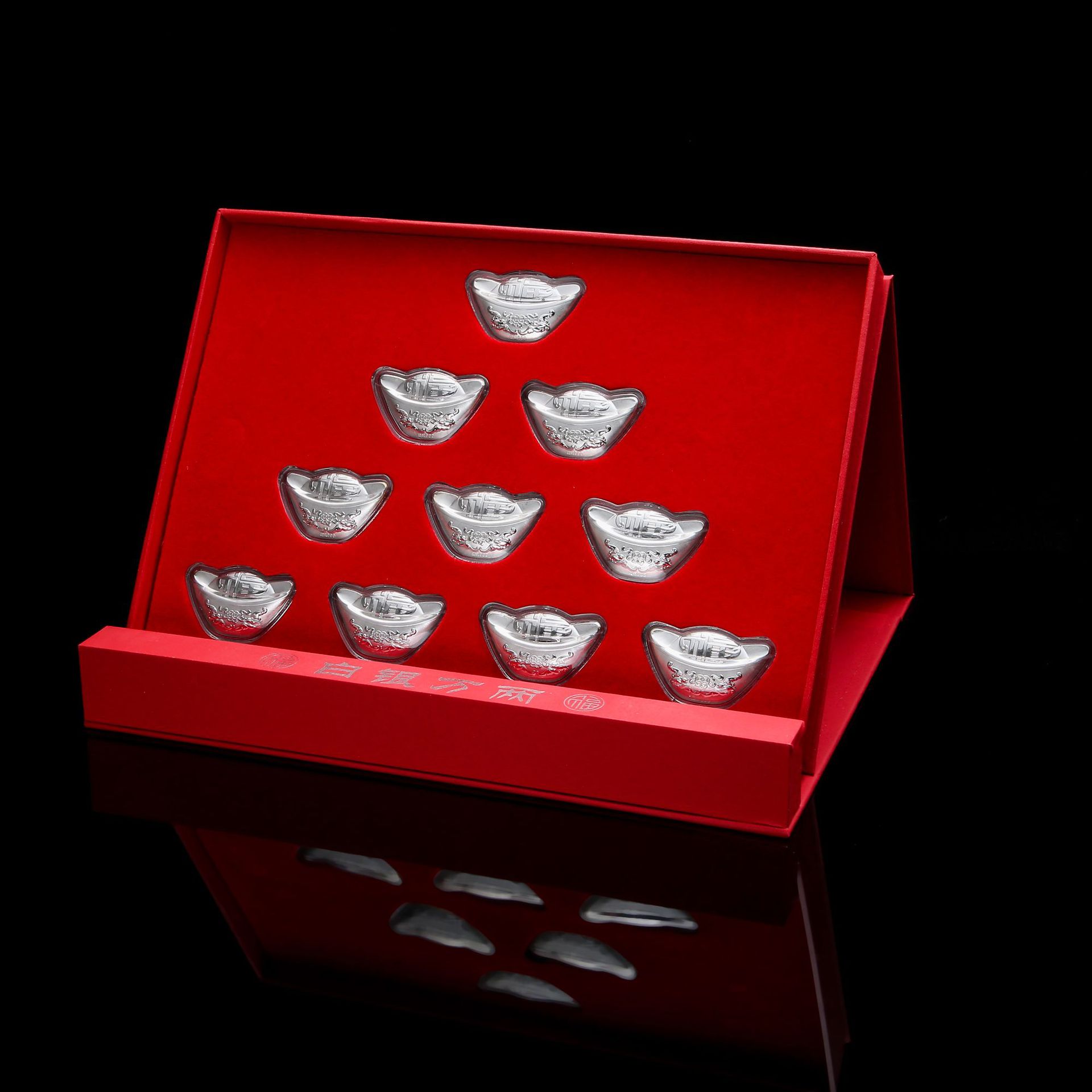 足银999白银万两财源广进万两黄金元宝套装 招财摆件礼品厂家批发