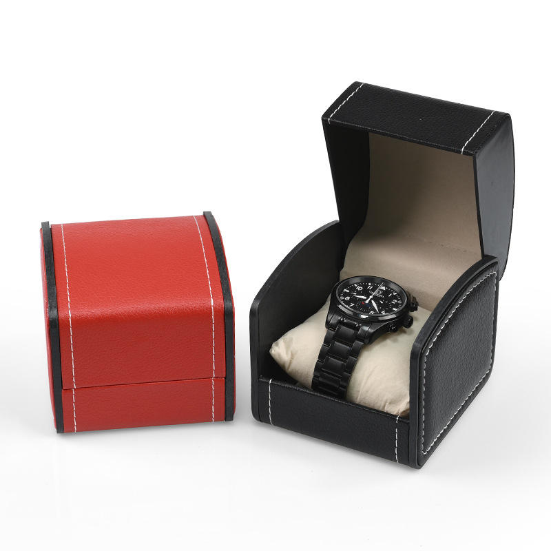 厂家批发手表盒礼盒包装现货圆形pu皮革翻盖收纳盒手表盒子