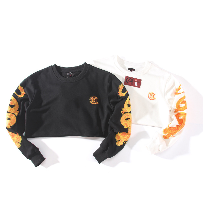 港风新款秋季陈冠希clot龙纹刺绣华人长袖毛圈圆领卫衣中国风男女