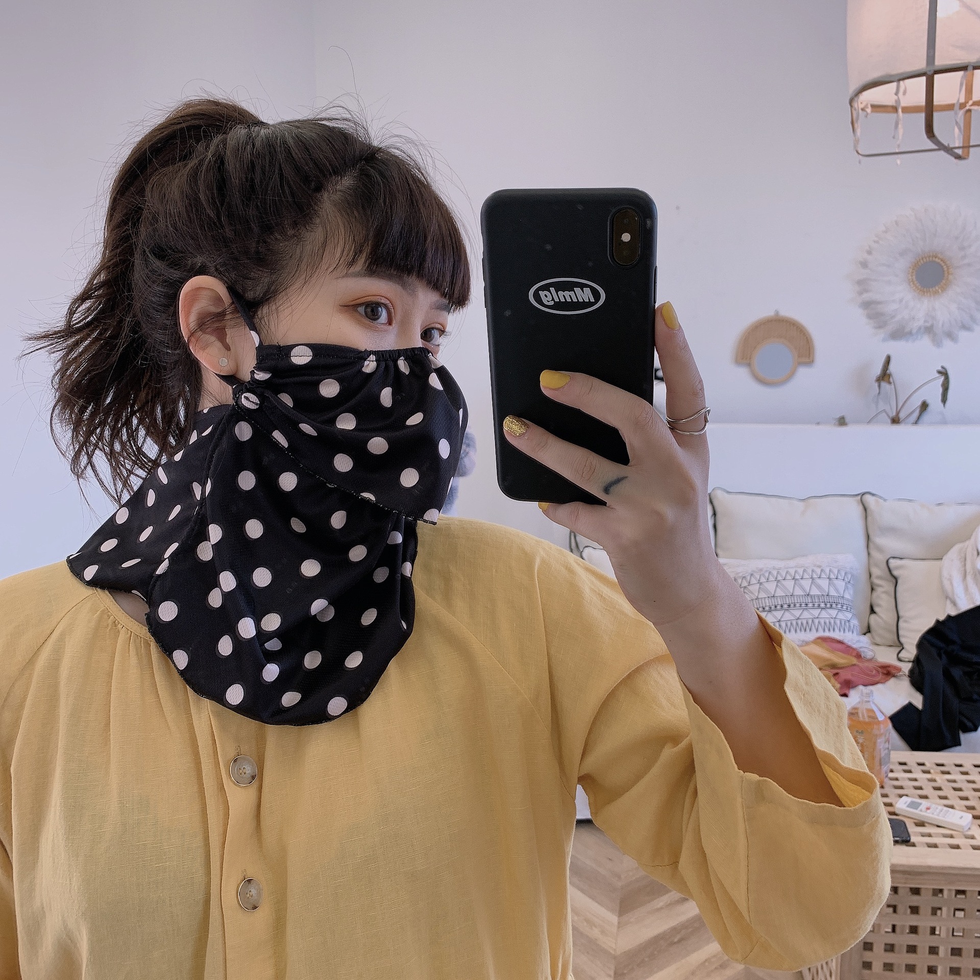 2020春夏新款格子复古防晒口罩巾防晒面罩骑行遮阳女夏季防晒护颈