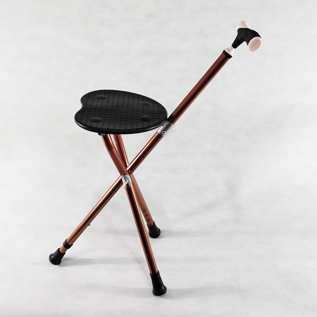 拐杖椅子拐棍圣诞手杖三脚多功能带凳子防滑的老年人折叠可坐拐扙