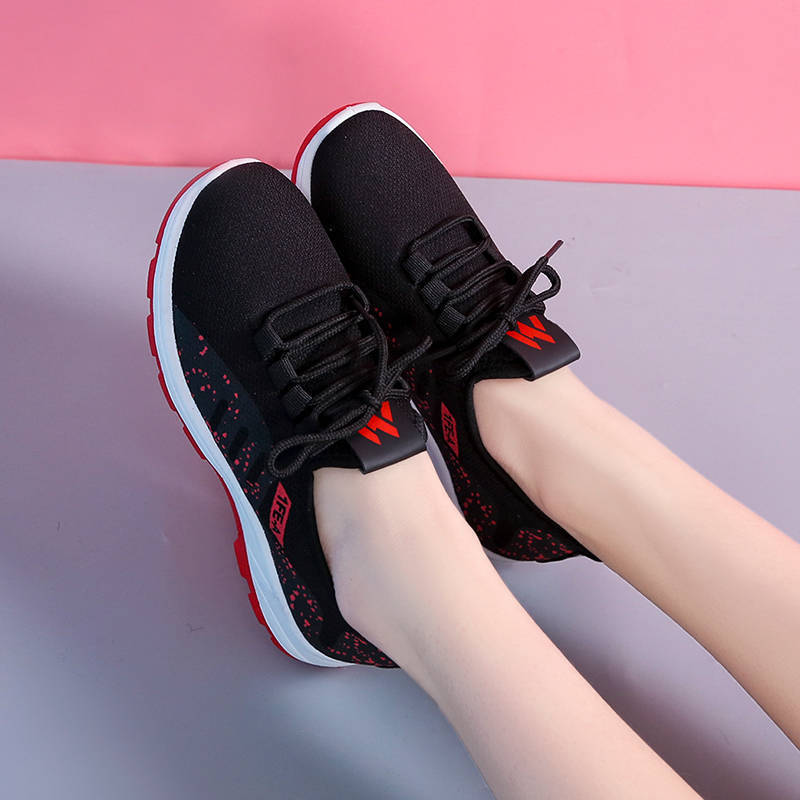 Shoes Women's Fashionable Shoes New Black Sneaker plus Bottom Women's Cloth Korean Style Casual Running Shoes Ins Fashionable