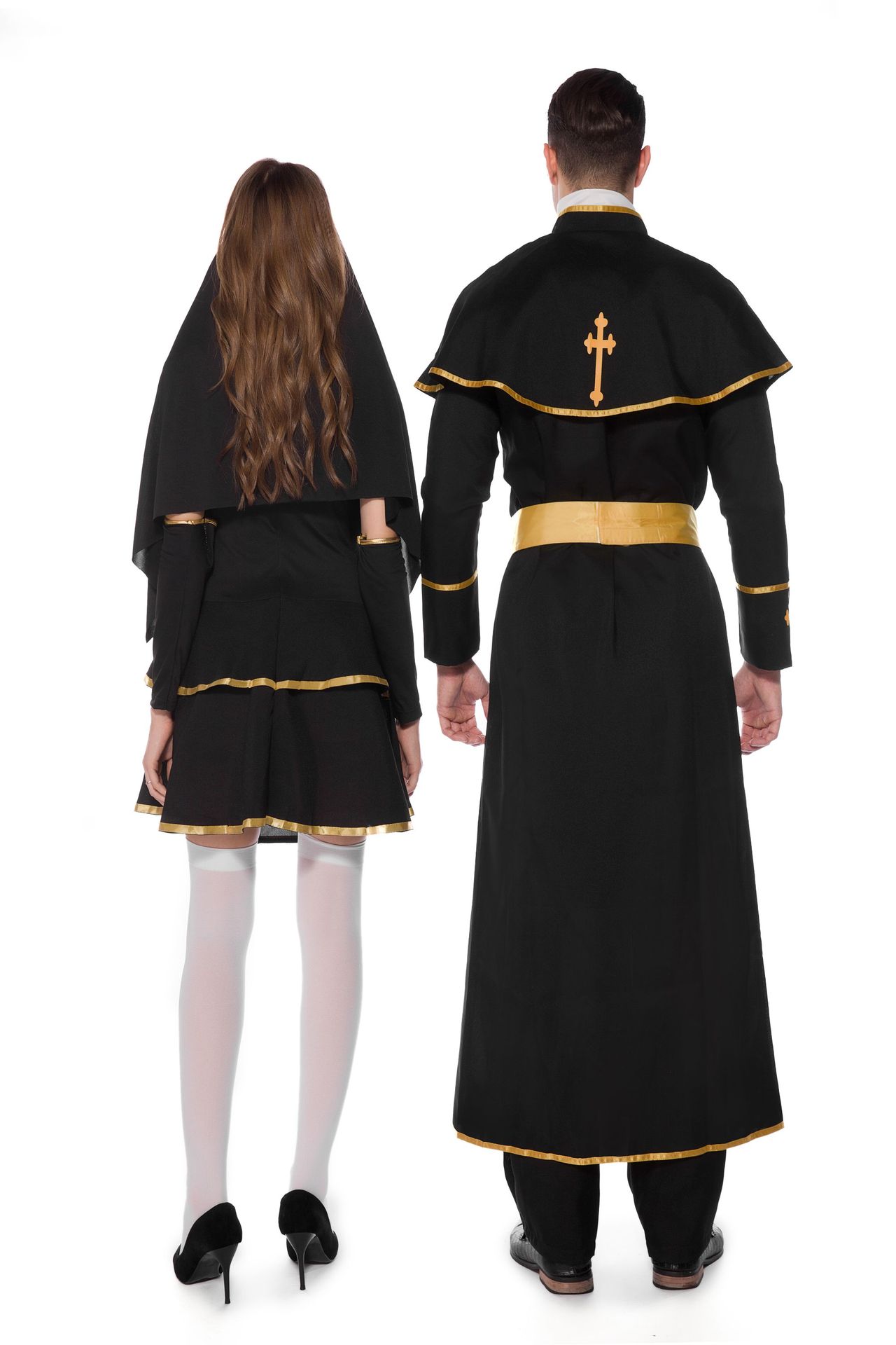 神父修女服 男女情侣长袍 化妆舞会女服饰 万圣节服装 成人采购价格
