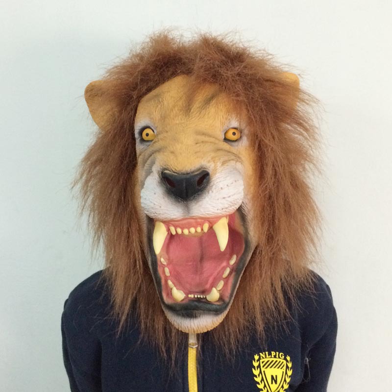 万圣节面具乳胶动物头套兔子树獭狐狸狮子猫猪搞怪表演动物面具