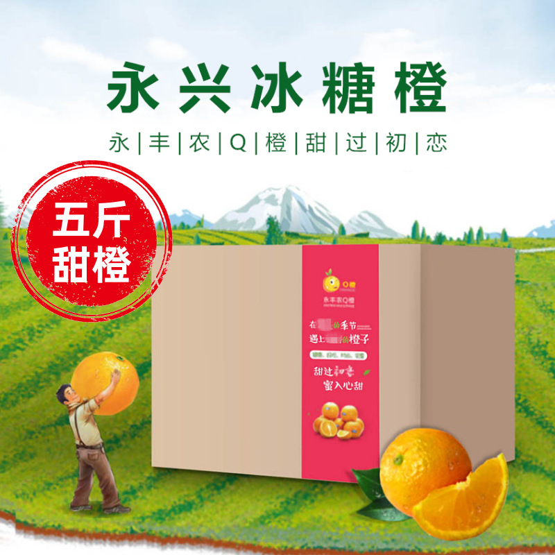 湖南永兴冰糖橙橙子非麻阳冰糖橙当季水果冻甜橙非脐橙 q橙 5斤装