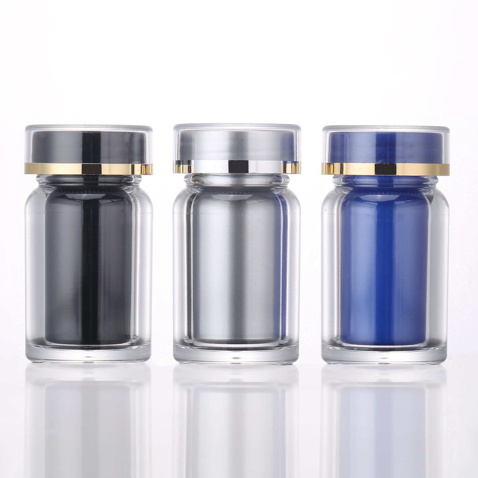 定制双层亚克力瓶 胶囊瓶药丸粉末片剂分装瓶 透明小药瓶40ml